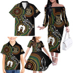 50 Years of NAIDOC Week Indigenous Family Matching Off The Shoulder Long Sleeve Dress and Hawaiian Shirt Honor The Past - Grace The Present