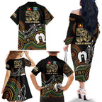 50 Years of NAIDOC Week Indigenous Family Matching Off The Shoulder Long Sleeve Dress and Hawaiian Shirt Honor The Past - Grace The Present