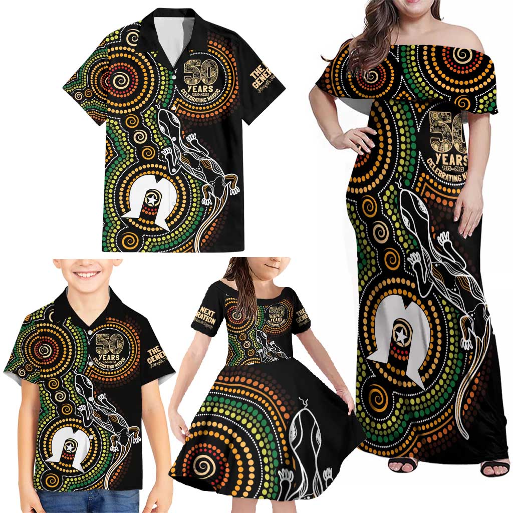 50 Years of NAIDOC Week Indigenous Family Matching Off Shoulder Maxi Dress and Hawaiian Shirt Honor The Past - Grace The Present