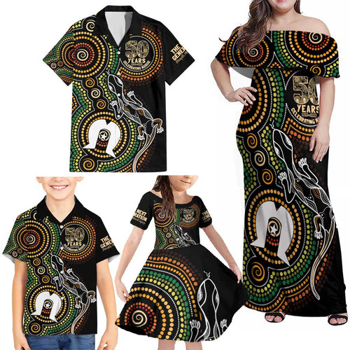 50 Years of NAIDOC Week Indigenous Family Matching Off Shoulder Maxi Dress and Hawaiian Shirt Honor The Past - Grace The Present