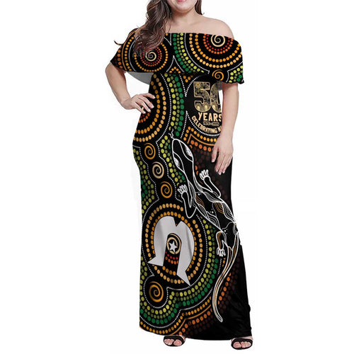 50 Years of NAIDOC Week Indigenous Family Matching Off Shoulder Maxi Dress and Hawaiian Shirt Honor The Past - Grace The Present