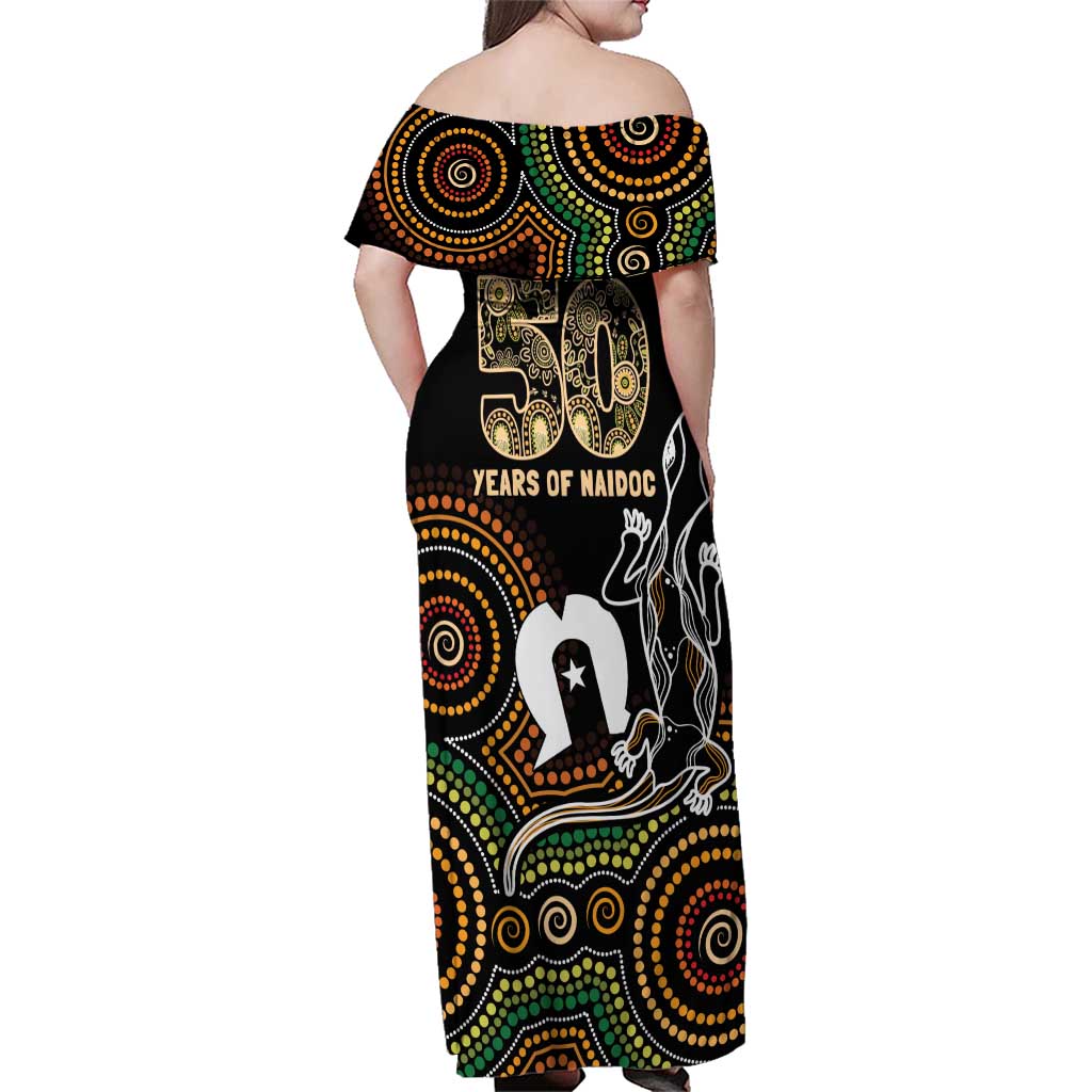 50 Years of NAIDOC Week Indigenous Family Matching Off Shoulder Maxi Dress and Hawaiian Shirt Honor The Past - Grace The Present