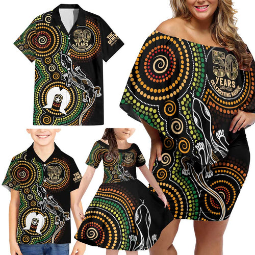 50 Years of NAIDOC Week Indigenous Family Matching Off Shoulder Short Dress and Hawaiian Shirt Honor The Past - Grace The Present