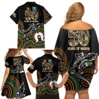 50 Years of NAIDOC Week Indigenous Family Matching Off Shoulder Short Dress and Hawaiian Shirt Honor The Past - Grace The Present