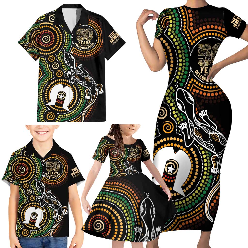 50 Years of NAIDOC Week Indigenous Family Matching Short Sleeve Bodycon Dress and Hawaiian Shirt Honor The Past - Grace The Present