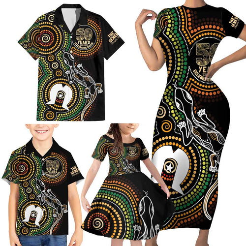 50 Years of NAIDOC Week Indigenous Family Matching Short Sleeve Bodycon Dress and Hawaiian Shirt Honor The Past - Grace The Present