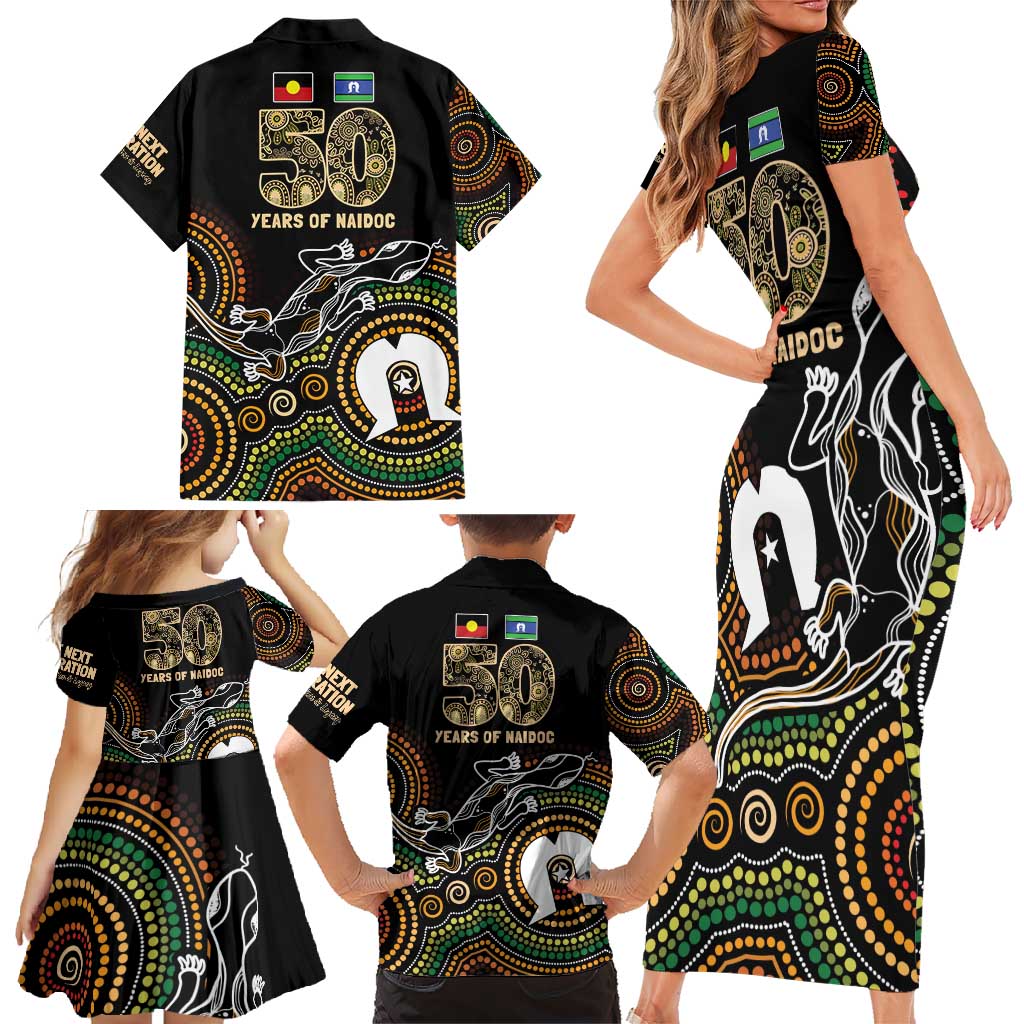 50 Years of NAIDOC Week Indigenous Family Matching Short Sleeve Bodycon Dress and Hawaiian Shirt Honor The Past - Grace The Present