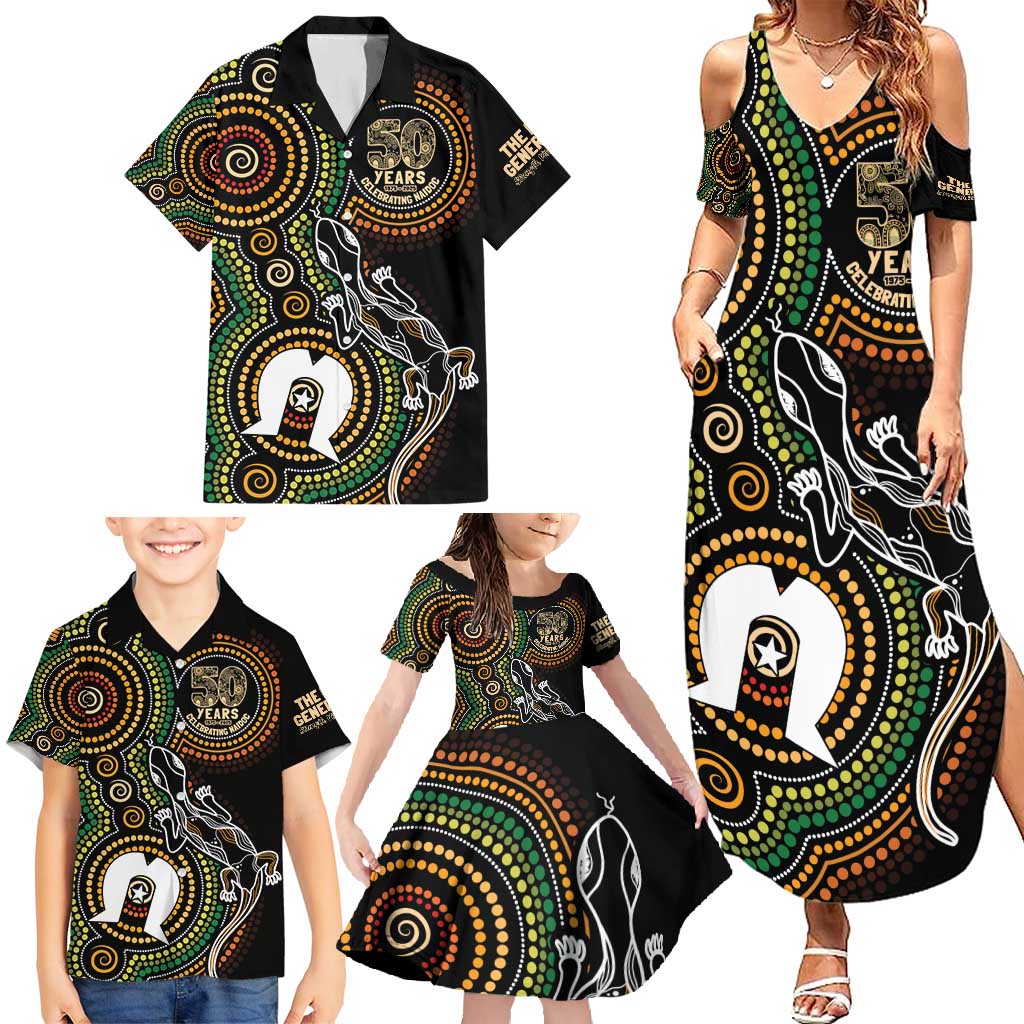 50 Years of NAIDOC Week Indigenous Family Matching Summer Maxi Dress and Hawaiian Shirt Honor The Past - Grace The Present