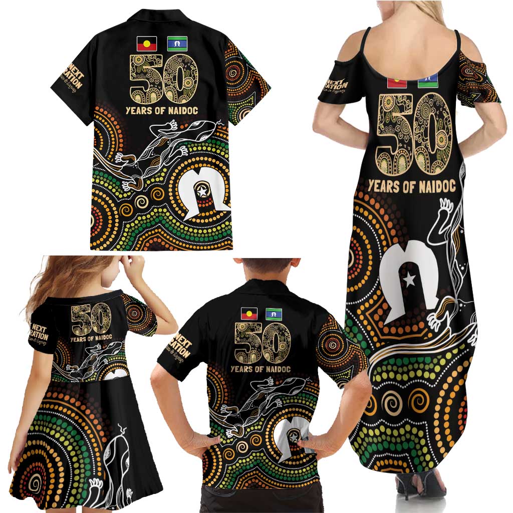 50 Years of NAIDOC Week Indigenous Family Matching Summer Maxi Dress and Hawaiian Shirt Honor The Past - Grace The Present