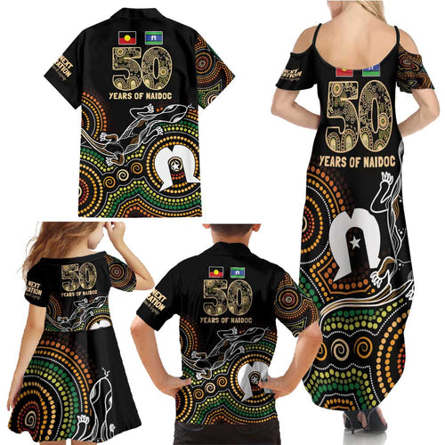 50 Years of NAIDOC Week Indigenous Family Matching Summer Maxi Dress and Hawaiian Shirt Honor The Past - Grace The Present