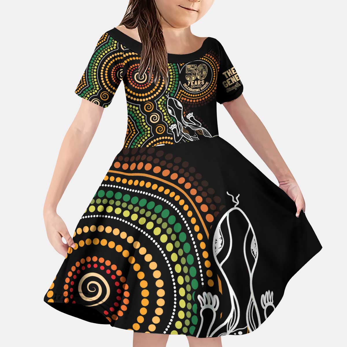 50 Years of NAIDOC Week Indigenous Kid Short Sleeve Dress Honor The Past - Grace The Present