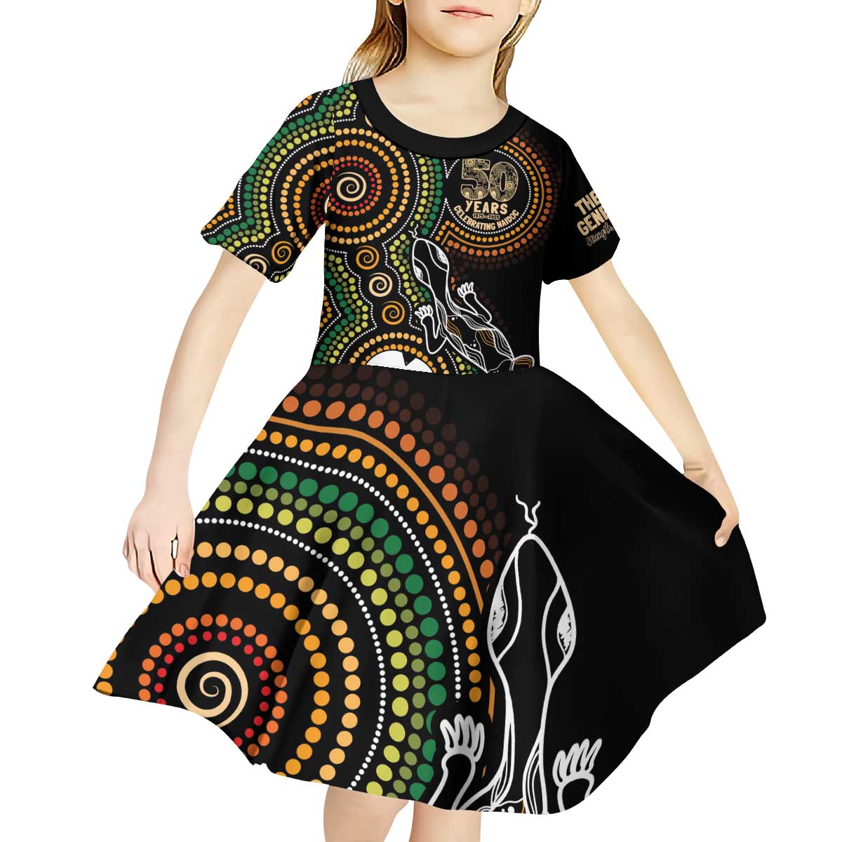 50 Years of NAIDOC Week Indigenous Kid Short Sleeve Dress Honor The Past - Grace The Present