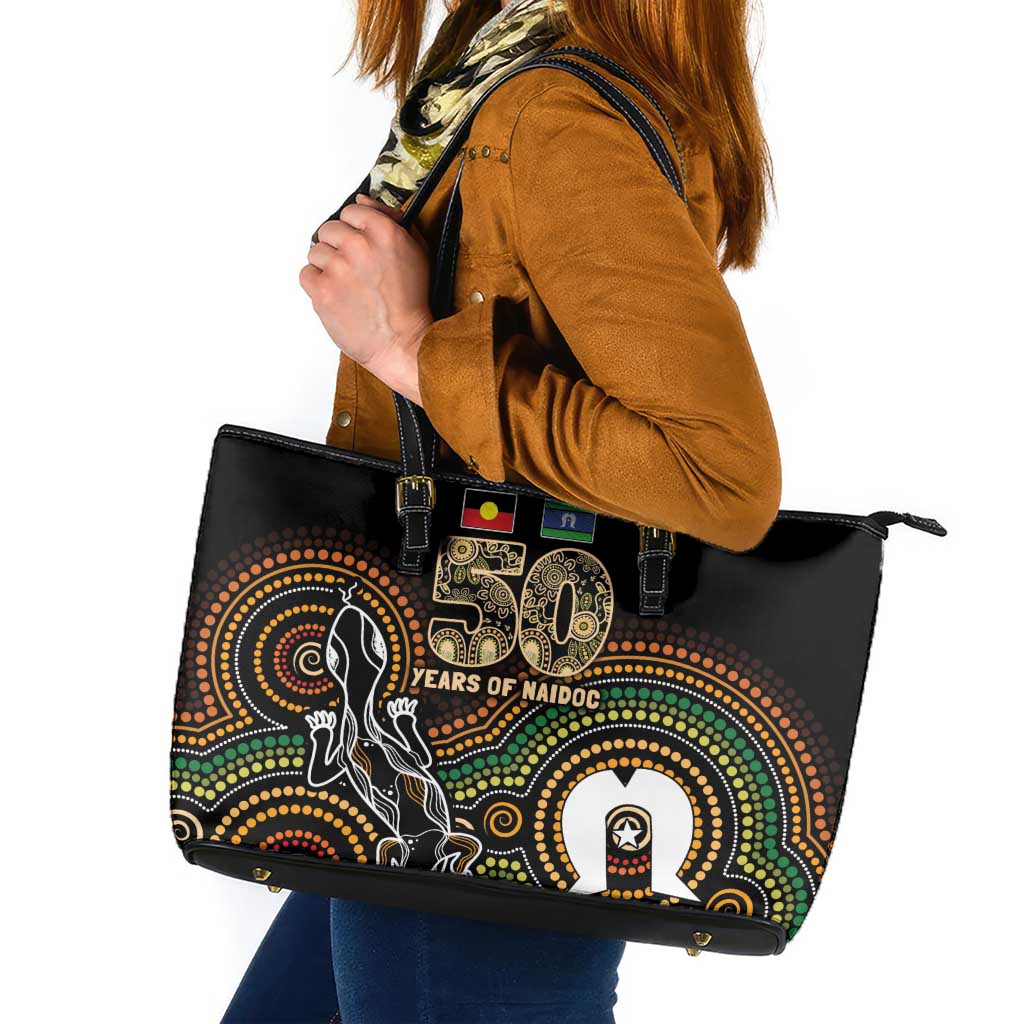 50 Years of NAIDOC Week Indigenous Leather Tote Bag Honor The Past - Grace The Present
