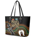 50 Years of NAIDOC Week Indigenous Leather Tote Bag Honor The Past - Grace The Present