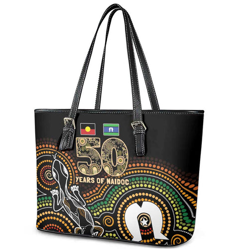 50 Years of NAIDOC Week Indigenous Leather Tote Bag Honor The Past - Grace The Present
