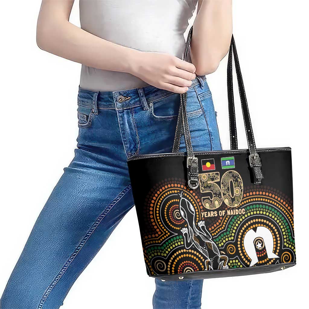 50 Years of NAIDOC Week Indigenous Leather Tote Bag Honor The Past - Grace The Present