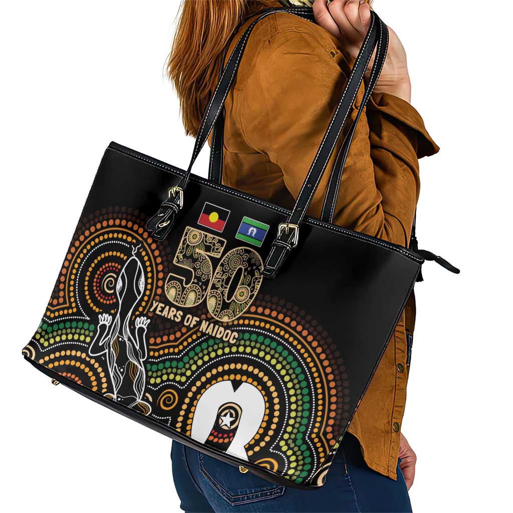 50 Years of NAIDOC Week Indigenous Leather Tote Bag Honor The Past - Grace The Present