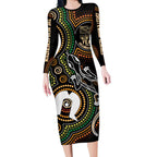 50 Years of NAIDOC Week Indigenous Long Sleeve Bodycon Dress Honor The Past - Grace The Present