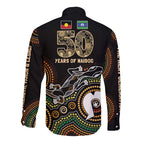 50 Years of NAIDOC Week Indigenous Long Sleeve Button Shirt Honor The Past - Grace The Present
