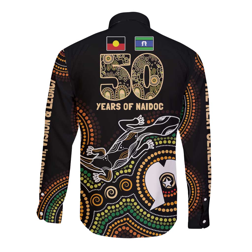 50 Years of NAIDOC Week Indigenous Long Sleeve Button Shirt Honor The Past - Grace The Present