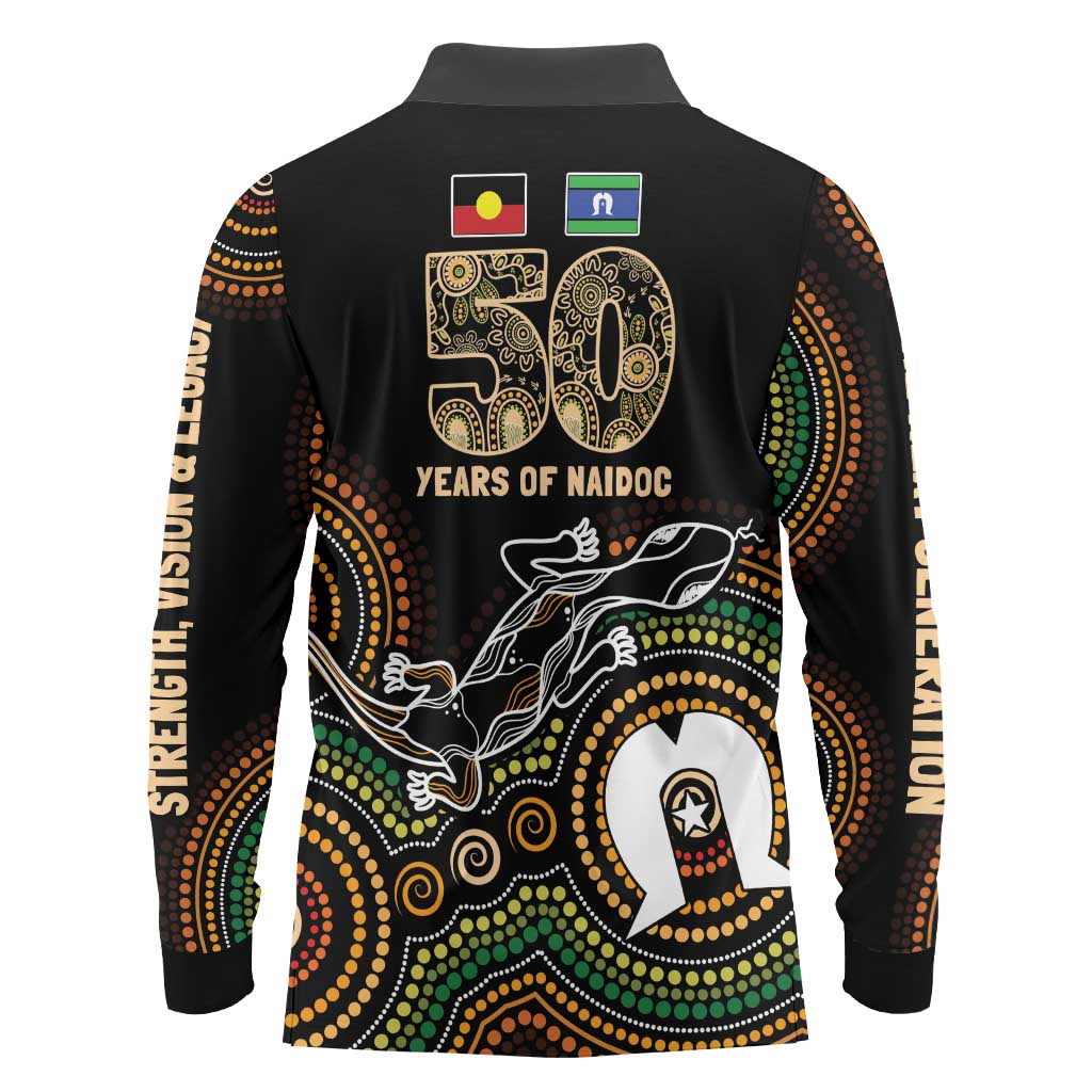 50 Years of NAIDOC Week Indigenous Long Sleeve Polo Shirt Honor The Past - Grace The Present