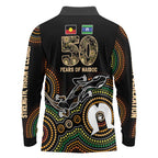 50 Years of NAIDOC Week Indigenous Long Sleeve Polo Shirt Honor The Past - Grace The Present