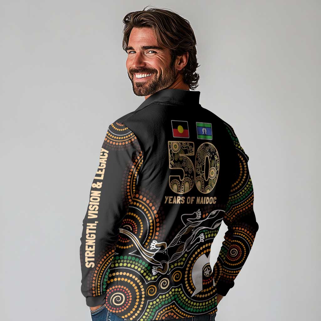 50 Years of NAIDOC Week Indigenous Long Sleeve Polo Shirt Honor The Past - Grace The Present