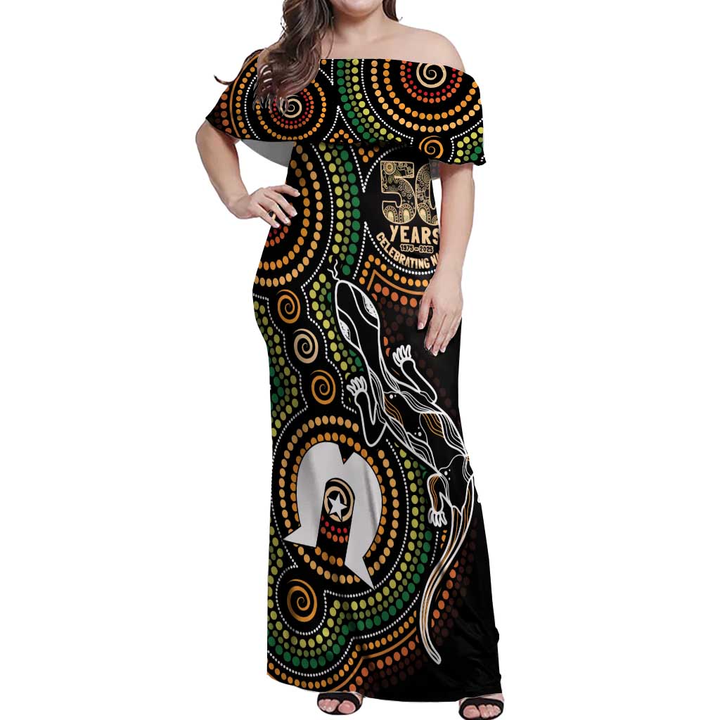 50 Years of NAIDOC Week Indigenous Off Shoulder Maxi Dress Honor The Past - Grace The Present