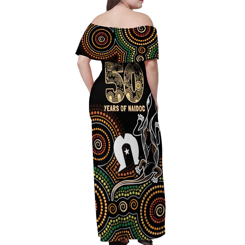 50 Years of NAIDOC Week Indigenous Off Shoulder Maxi Dress Honor The Past - Grace The Present