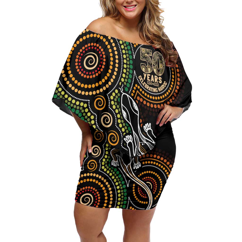 50 Years of NAIDOC Week Indigenous Off Shoulder Short Dress Honor The Past - Grace The Present