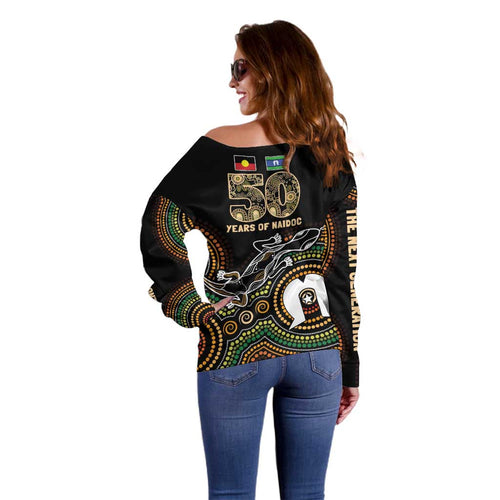 50 Years of NAIDOC Week Indigenous Off Shoulder Sweater Honor The Past - Grace The Present