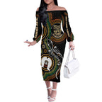 50 Years of NAIDOC Week Indigenous Off The Shoulder Long Sleeve Dress Honor The Past - Grace The Present