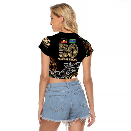 50 Years of NAIDOC Week Indigenous Raglan Cropped T Shirt Honor The Past - Grace The Present