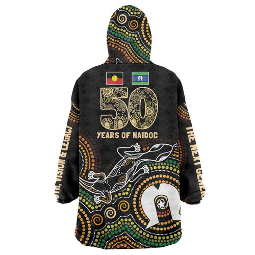 50 Years of NAIDOC Week Indigenous Wearable Blanket Hoodie Honor The Past - Grace The Present