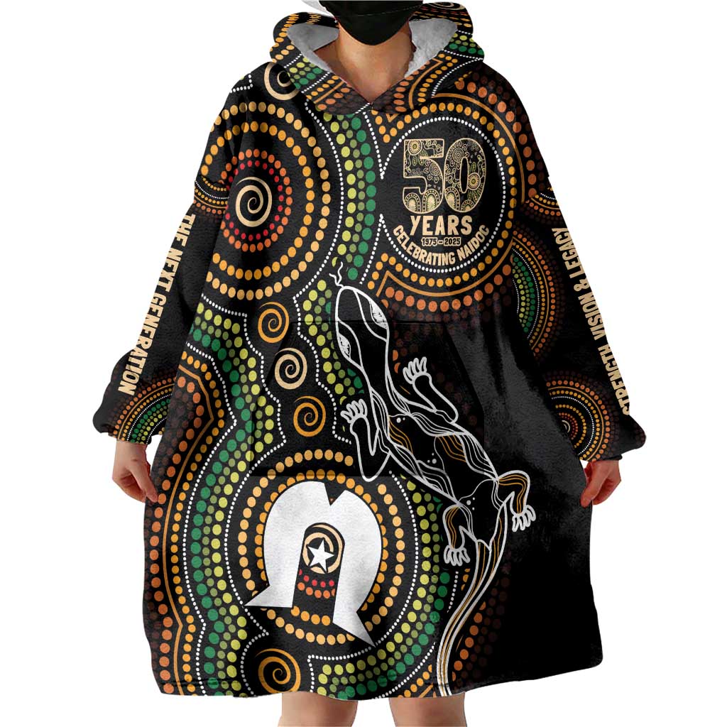 50 Years of NAIDOC Week Indigenous Wearable Blanket Hoodie Honor The Past - Grace The Present