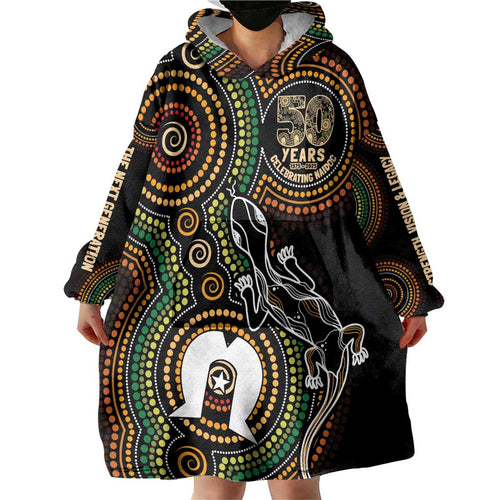 50 Years of NAIDOC Week Indigenous Wearable Blanket Hoodie Honor The Past - Grace The Present