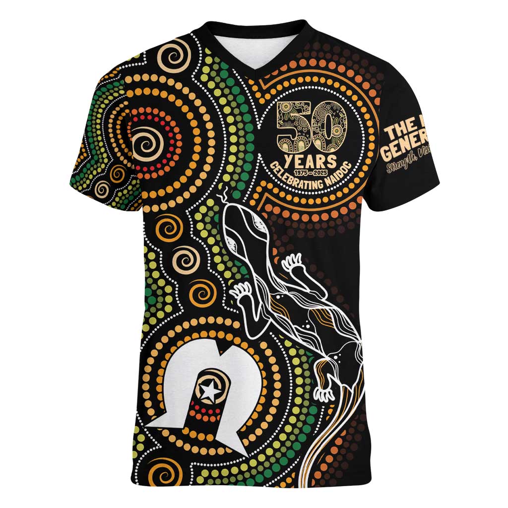 50 Years of NAIDOC Week Indigenous Women V-Neck T-Shirt Honor The Past - Grace The Present