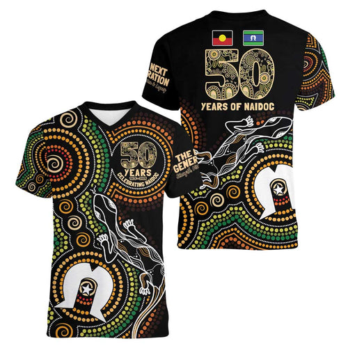 50 Years of NAIDOC Week Indigenous Women V-Neck T-Shirt Honor The Past - Grace The Present