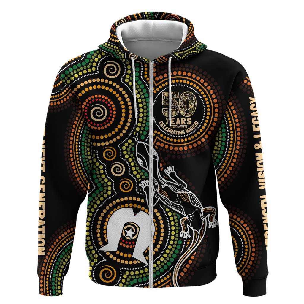 50 Years of NAIDOC Week Indigenous Zip Hoodie Honor The Past - Grace The Present