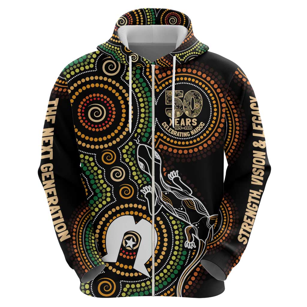 50 Years of NAIDOC Week Indigenous Zip Hoodie Honor The Past - Grace The Present
