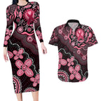 Honoring 50 Years of NAIDOC 2025 Personalised Couples Matching Long Sleeve Bodycon Dress and Hawaiian Shirt Pink Power