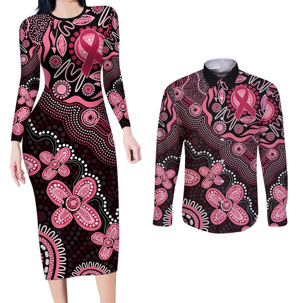 Honoring 50 Years of NAIDOC 2025 Personalised Couples Matching Long Sleeve Bodycon Dress and Long Sleeve Button Shirt Pink Power