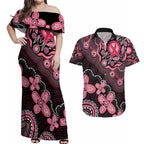 Honoring 50 Years of NAIDOC 2025 Personalised Couples Matching Off Shoulder Maxi Dress and Hawaiian Shirt Pink Power