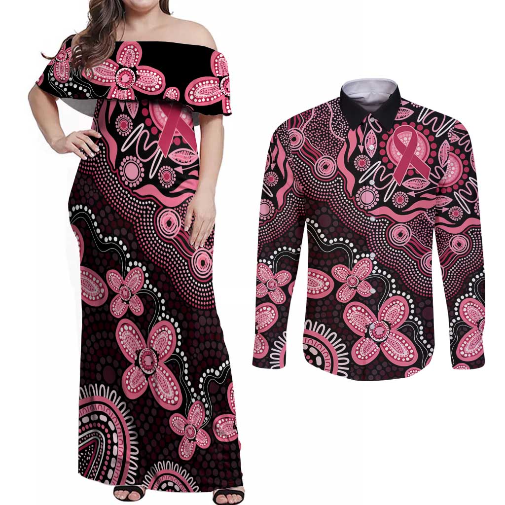 Honoring 50 Years of NAIDOC 2025 Personalised Couples Matching Off Shoulder Maxi Dress and Long Sleeve Button Shirt Pink Power