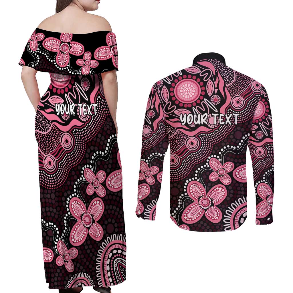 Honoring 50 Years of NAIDOC 2025 Personalised Couples Matching Off Shoulder Maxi Dress and Long Sleeve Button Shirt Pink Power