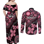 Honoring 50 Years of NAIDOC 2025 Personalised Couples Matching Off Shoulder Maxi Dress and Long Sleeve Button Shirt Pink Power