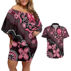 Honoring 50 Years of NAIDOC 2025 Personalised Couples Matching Off Shoulder Short Dress and Hawaiian Shirt Pink Power
