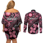 Honoring 50 Years of NAIDOC 2025 Personalised Couples Matching Off Shoulder Short Dress and Long Sleeve Button Shirt Pink Power