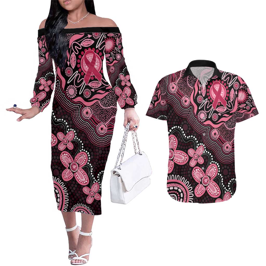 Honoring 50 Years of NAIDOC 2025 Personalised Couples Matching Off The Shoulder Long Sleeve Dress and Hawaiian Shirt Pink Power