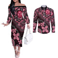 Honoring 50 Years of NAIDOC 2025 Personalised Couples Matching Off The Shoulder Long Sleeve Dress and Long Sleeve Button Shirt Pink Power